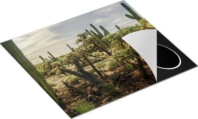 Chefcare Inductie Beschermer Cactus Planten in het Wild - 60x50 cm - Afdekplaat Inductie - Kookplaat Beschermer - Inductie Mat