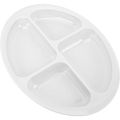 Assiette Divisée 4 Compartiments Tapis Antidérapant Section de Contrôle des Portions Ronde pour Enfants Personnes Âgées blanc
