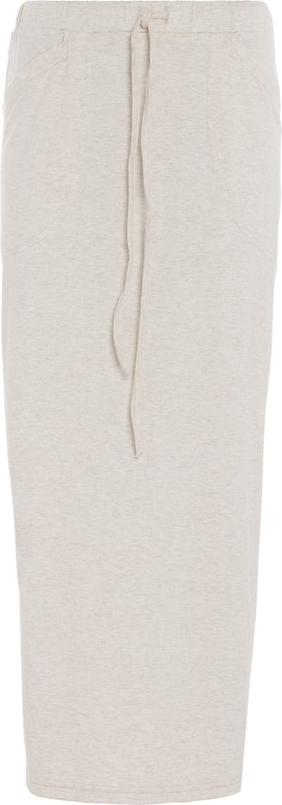 Knit Factory Lily Rok - Dames rok - Midi-rok - Rechte rok - Kokerrok - Met steekzakken - Reikend tot kuithoogte - Beige - S
