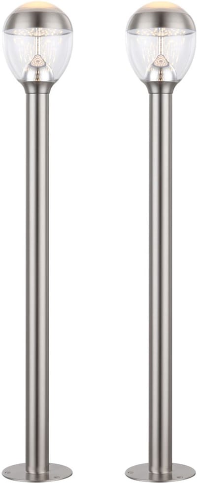 Buitenlamp vloerlamp tuin roestvrij staal buiten voetlicht, IP44, 1x LED 11W 750Lm warm wit, DxH 15x99 cm, set van 2