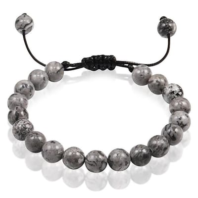 Verstelbare kralen armband Memphis Grijs Natuursteen 8mm