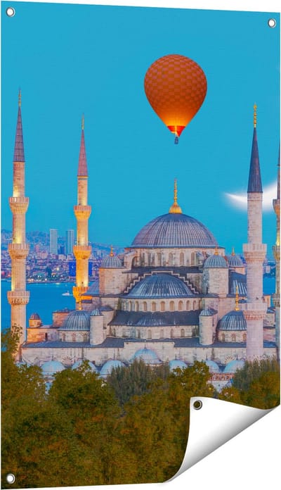 Gards Tuinposter Sultan Ahmetmoskee in Istanbul - 60x90 cm - Tuindoek - Tuindecoratie - Wanddecoratie buiten - Tuinschilderij