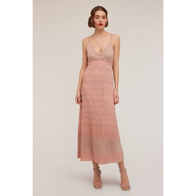 Motivi Long Patterned Lurex Knit Dress Pink Size: XS | Midi Dresses Outlet | Dames | Roze