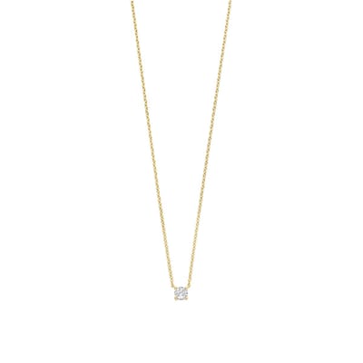 TI SENTO Dames Ketting - 925 zilver - Zirkonia met geel verguld - Maat 42 - 3894ZY
