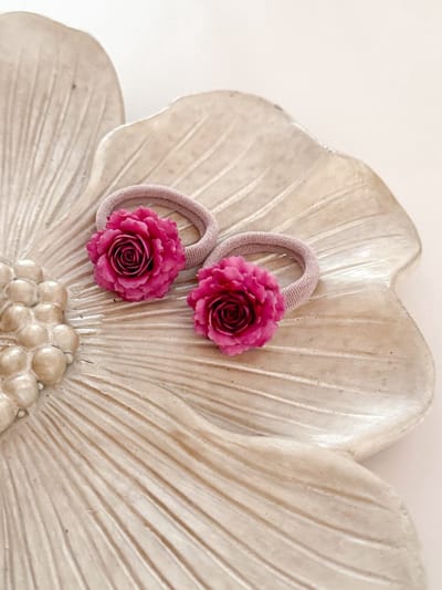 Haarelastiek Rose - Donker Roze - Haarelastieken voor Meisjes & Kinderen - Haarelastiekje - Haaraccessoires voor Peuters & Kleuters - Haarelastiekjes