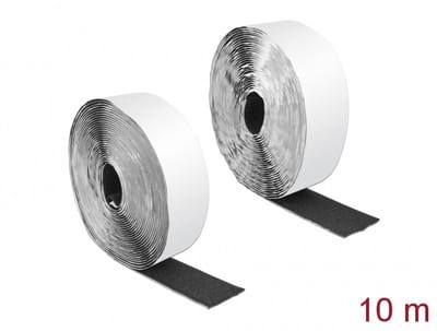 Klittenband haak-en-lus tape zelfklevend L 10 meter x B 50 mm zwart