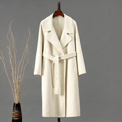 Herfst en Winter Dubbelzijdig Wollen Jas Lang Koreaanse Stijl Losse Casual Wollen Jas M white