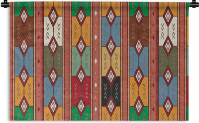 Wandkleed - Wanddoek - Geometrie- Patronen - Zuid-Amerika - 90x60 cm - Wandtapijt