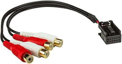 Aux-In Line-Out Adapter voor Audi Seat Skoda VW Quadlock 12-polig naar Cinch