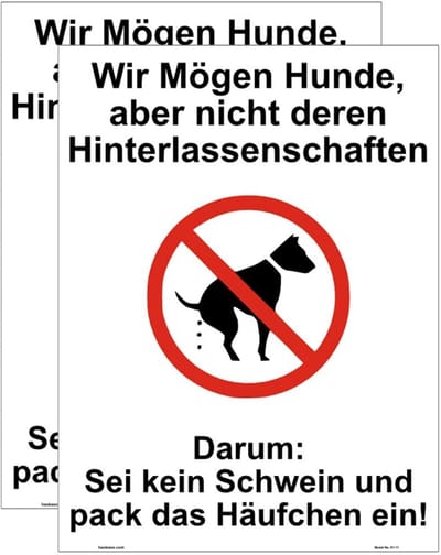 Dailygoody - Geen Hondentoilet Bord Stickers - Zelfklevend Vinyl - 2 Stuks - 15 x 20 cm - Zwart en Rood - Outdoor Gebruik - Voor Dierenliefhebber