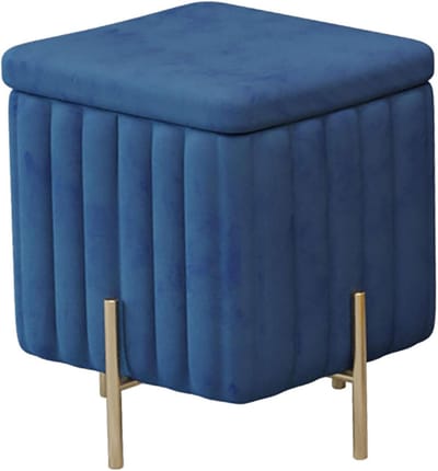 Opberg Poef - Ottomaan Krukje - Woonkamer Opbergen - Verborgen Opbergruimte - 45x45x42cm - Koninklijk Blauw