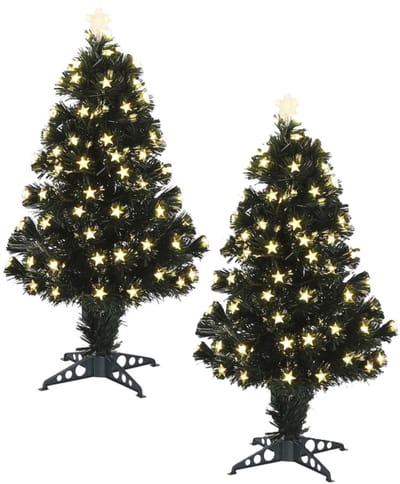 Luca Lighting Fiber optic kerstboom - 2x - 90 cm - led lampjes - lichtgevende piek - kunst kerstboom