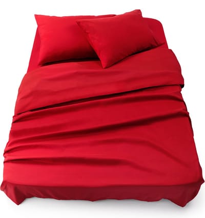 Blumtal 3-delige Set Bedlaken - Hoeslaken 150 x 200 x 30 cm - Laken 240 x 275 cm - 2 x Kussensloop 50 x 80 cm - Rood