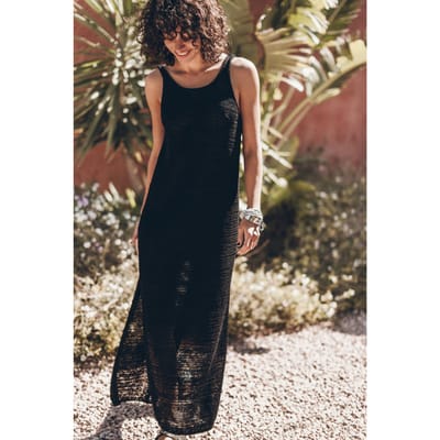 Mikuta The Black Long Knitted Dress Black Maat: XS | Maxi Jurken Outlet | Dames | Zwart