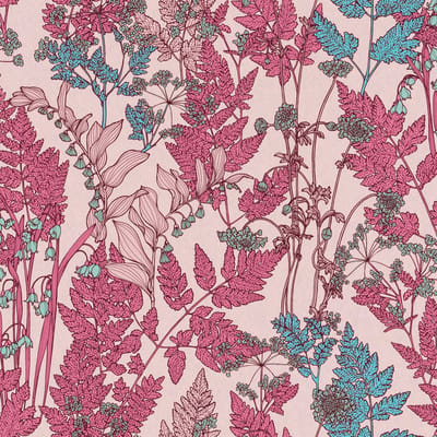 Bloemen behang Profhome 377518-GU vliesbehang glad met bloemen patroon mat roze rood blauw bruin 5,33 m2