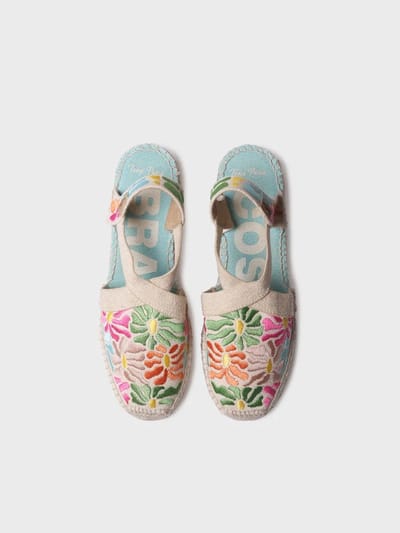 Espadrille met sleehak voor dames en veelkleurig borduurwerk | MONTJOI