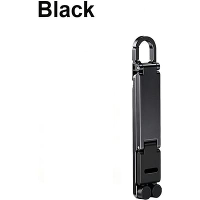 KEBIDU Draagbare Sleutelhanger Telefoonstandaard 180° Verstelbare Opvouwbare Mini Mobiele Telefoonhouder Antislip Smartphone Beugel voor Reizen Kantoor Dagelijks Gebruik 1 Piece Black