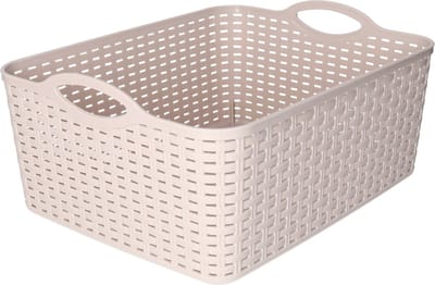 Plasticforte opbergmandje/kastmandje - 11 liter - taupe - kunststof - 35 x 28 x 16 cm - nestbaar