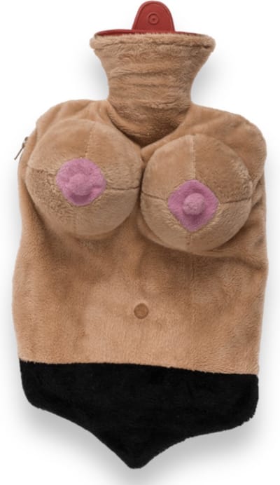 Warm Water Kruik Met Grappige Sexy Sleeve Met Borsten Zwart