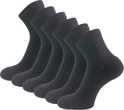 6 paar Compressie Quarter Sportsokken - SQOTTON® - Zwart - Maat 47-50