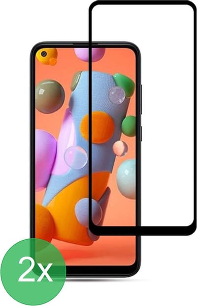 2x Full Cover Screenprotector Geschikt voor: Samsung Galaxy A11 - Screen protector - volledige glas - bescherming - beschermglas - ZT Accessoires