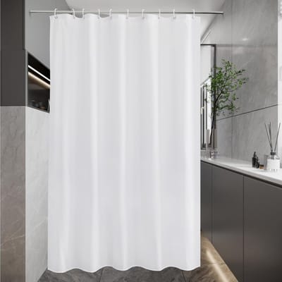 Narrow Douchegordijn 150 x 180 cm - Wit, Waterdicht, Antimicrobieel, Wasbaar, Inclusief 10 Ringen voor Badkamer en Douche
