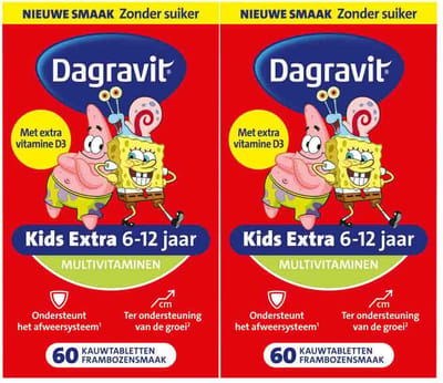 Dagravit Multivitamine Kids Extra 6-12 Jaar Spongebob - 2 x 60 kauwtabletten - Voordeelverpakking