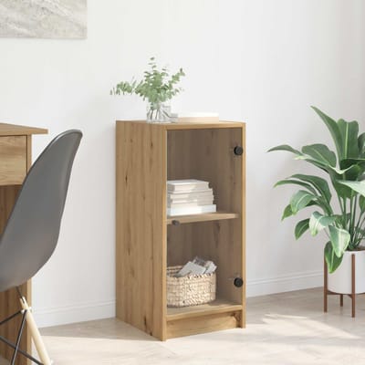 vidaXL - Dressoir - artisanaal - eikenkleurig - 35 - x - 37 - x - 76 - cm - Bewerkt - hout