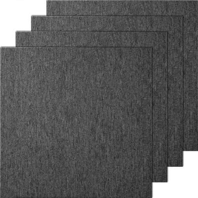 VEVOR tapijttegels, 500 x 500 x 5 mm, tapijt met bevestigde vulling, zachte, gevoerde tapijttegels, eenvoudige doe-het-zelf installatie voor slaapkamer en woonkamer (20 stuks, donkergrijs)