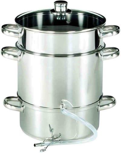 Vruchtensapcentrifuge Roestvrij staal - Schokbestendig - Hittebestendig - Glazen deksel - Inhoud 7,5 liter - Vaatwasmachinebestendig - Sapcentrifuge