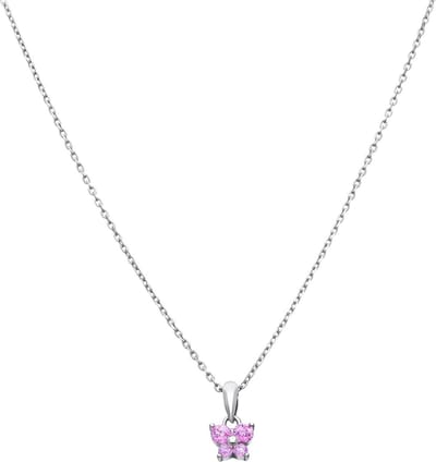 Lucardi Kinder Zilveren kinderketting met hanger vlinder zirkonia - Ketting - 925 Zilver - Zilverkleurig - 40 cm