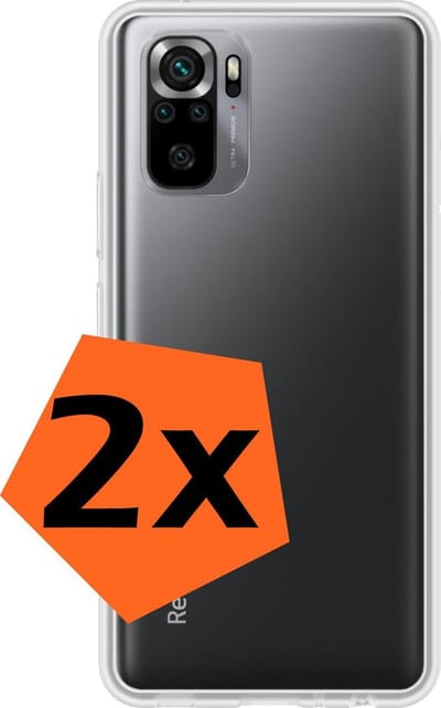 Hoes - 2 Stuks - Geschikt voor Xiaomi Redmi Note 10S - Sterk & Shockproof - Case Siliconen - Back Cover - Telefoon Hoes - Transparant