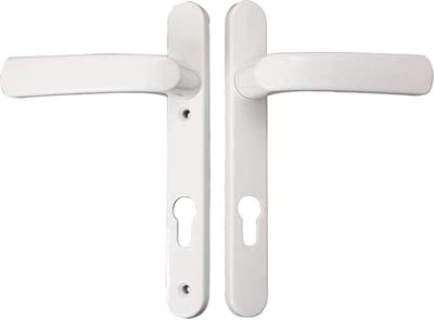 Wit-Zwart PVC Deurklink Chrome Voor Externe Deuren - 1 Paar Externe Deurklink 92PZ Sprung Dubbele Beglazing Set