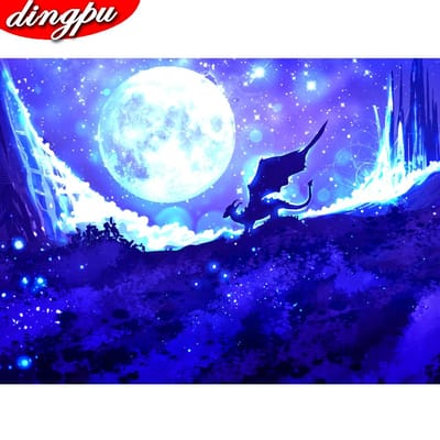Peinture au Diamant 5D Art Diamant Rond Complet Broderie Vente Décoration de Maison Cadeau 20X30CM blue
