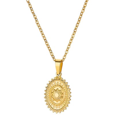 Colliers Sol Zirconium Pour Femmes Acier Inoxydable Couleur Dorée Chaîne à Épingle Collier Pendentif Soleil Bijoux Esthétiques de Mariage Cadeaux de Fête 45cm beige