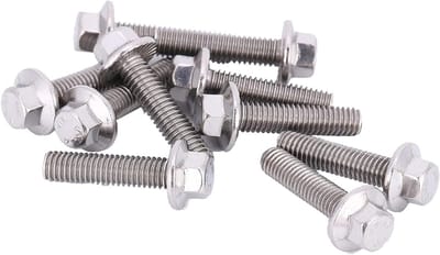 Set van 10 RVS M6 Flensbouten met Zeskantkop voor Bevestiging en Montage - M6 * 25, Roestvrijstaal, Duurzaam