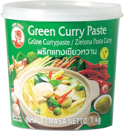 Cock Groene Curry Pasta 1 kg - Authentieke Thaise Kruidenpasta | Pittig, Vegan & Glutenvrij | Voor Curry’s, Wok & Marinades | Zonder Kleurstoffen of Conserveermiddelen met Kajal Sticker