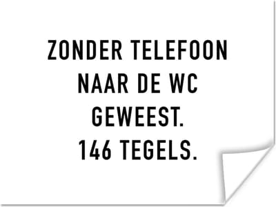 Poster Spreuken - Quotes - Zonder telefoon naar de wc geweest. 146 tegels. - WC - Telefoon - 160x120 cm XXL
