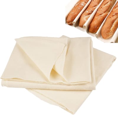 Set van 3 Stuks Linnen Brooddoeken 75x45cm voor Bakkerij, Ideaal voor Baguettes en Deegbewerking