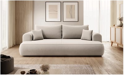 Hoekbank met slaapfunctie 260 × 165 × 93 cm –Natuurlijk licht fluwelen hoekbank met opbergruimte, DL-systeem uittrekbaar bed 142 × 210 cm, 4-zits loungebank met chaise longue rechts – Velvet Comfor...