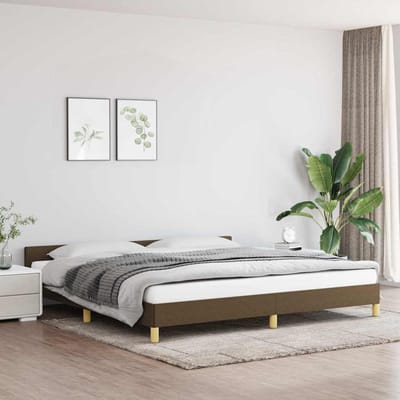 vidaXL - Bedframe - zonder - matras - stof - donkerbruin - 200x200 - cm