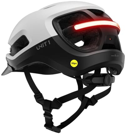 Unit 1 - AURAMIPSMORCAV1 - MIPS Fietshelm met slimme functies - zwart/wit - maat M incl. afstandsbediening voor knipperlichten