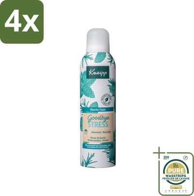 Kneipp - Douche schuim - Goodbye Stress - Watermunt & Rozemarijn - 200 ml - Voordeelverpakking - 4 stuks - Ontspannen - Verfrissend