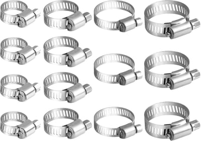 Dailygoods- Slangklem 14 stuks - Roestvrijstalen Slangklemmen - Verstelbare Slangklem - Wormwielslangklem - Corrosiebestendig - Flexibel en Ductiel - Slangclip