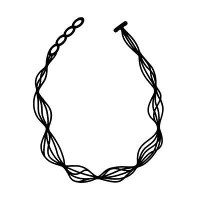 Batucada - Waves - Collier van Plantaardige Oorsprong en Hypoallergeen - Vrouwen Ketting met Golven - Antiallergisch Halsketting - Zwart - lengte 40/44 cm -effect Tattoo - ziet er uit als Rubber