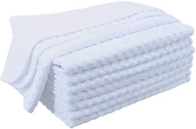 PromoHome 8 Stuks Premium Microvezel Keukenhanddoeken Set 30x30 cm -Wafelpatroon -Super Absorberend -Krasvrij "Wit"