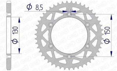 AFAM-tandwiel voor Yamaha 250 YZF-motorfiets na 1999, 49 tanden, steek 520, ø 130 mm, nieuw