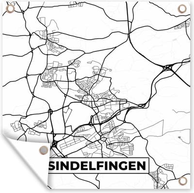 Tuin poster Sindelfingen - Plattegrond - Kaart - Stadskaart - 200x200 cm - Tuindoek