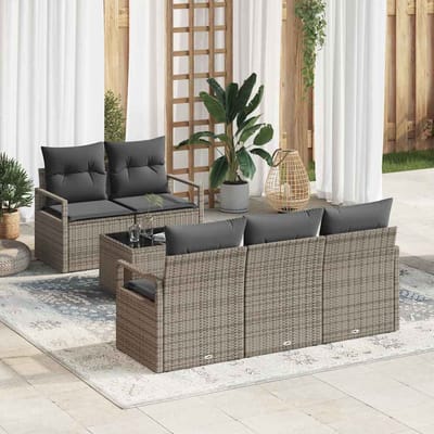 vidaXL Bankstel 6 st 5-Aantal zitplaatsen Grijs poly rattan