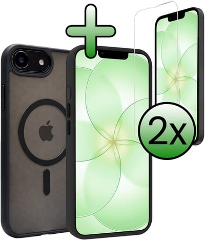 Hoesje Met 2x Screenprotector - Geschikt voor Apple iPhone 17e - Magsafe Compatible - Sterk & Shockproof - Back Cover - Shock Proof Case - Telefoon Hoes - Zwart